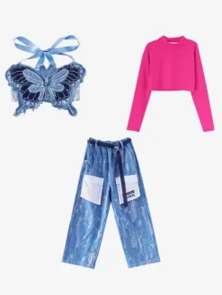 Jazz Dance Costumes Girl's Polyester Pants Top Dancing Wear