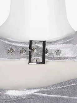 Jazz Dance Costumes Silver Women's Polyester Top Skirt Set Dancing Wear