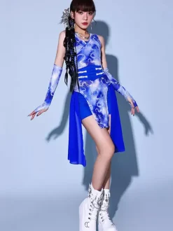Jazz Dance Costumes Women's Chiffon Lycra Spandex Gloves Dress Tights Dancing Wear