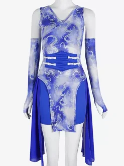 Jazz Dance Costumes Women's Chiffon Lycra Spandex  Gloves Dress Tights Dancing Wear