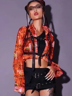 Jazz Dance Costumes Women's Polyester Top Pants Overcoat Dancing Wear