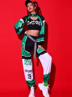 Jazz Dance Costumes Girl's Polyester Pants Overcoat Top Dancing Wear