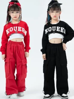 Jazz Dance Costumes Unisex Polyester Top Pants Dancing Wear