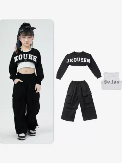Jazz Dance Costumes Unisex Polyester Top Pants Dancing Wear