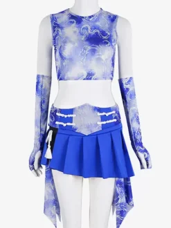Jazz Dance Costumes Women's Chiffon Lycra Spandex Split Skirt Gloves Top Dancing Wear