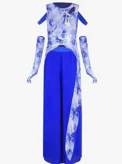 Jazz Dance Costumes Women's Chiffon Lycra Spandex Gloves Pants Top Dancing Wear