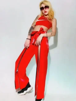 Jazz Dance Costumes Women's Fur Pants Top Dancing wear