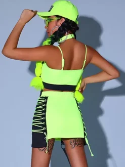 Jazz Dance Costumes Women's Polyester Top Mini Skirt Pants Dancing Wear