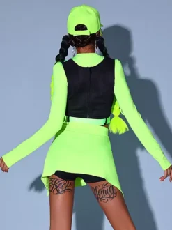 Jazz Dance Costumes Women's Polyester Top Mini Skirt Sash Pants Dancing Wear