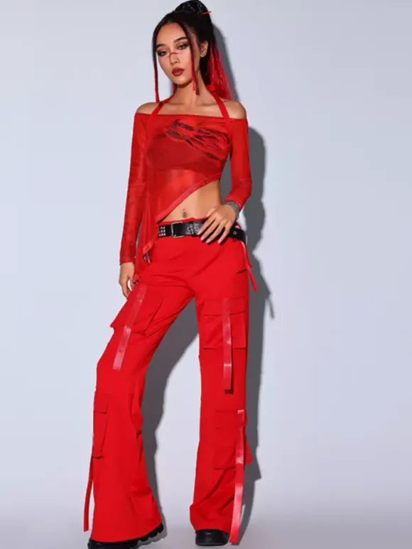 Jazz Dance Costume Womens Three-piece Suit To And Pants And Hat Dancewear Set