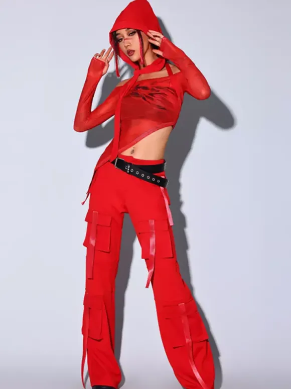 Jazz Dance Costume Womens Three-piece Suit To And Pants And Hat Dancewear Set