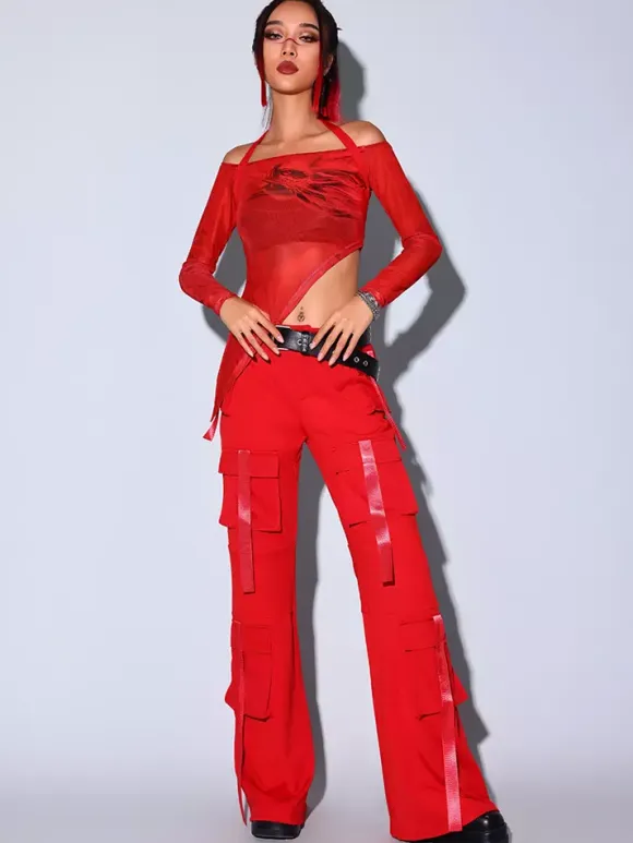 Jazz Dance Costume Womens Three-piece Suit To And Pants And Hat Dancewear Set