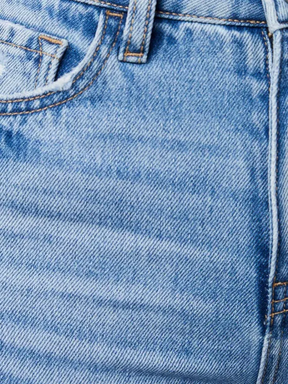 Jeans Bottoms SexyCasual Fringe Raised Waist Denim Jeans