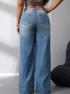 Jeans Bottoms Women's Wide Fashion Denim Casual Jeans