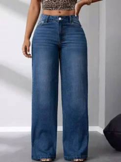 Jeans Bottoms Women's Wide Fashion Denim Casual Jeans