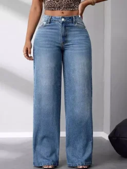 Jeans Bottoms Women's Wide Fashion Denim Casual Jeans
