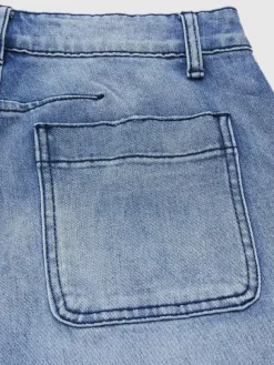 Jeans Light Wash Barrel High Waisted Cropped Denim Pants