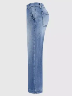 Jeans Light Wash Barrel High Waisted Cropped Denim Pants
