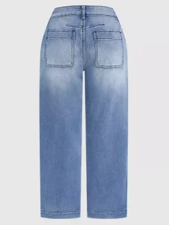 Jeans Light Wash Barrel High Waisted Cropped Denim Pants