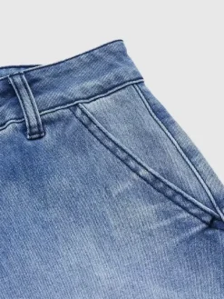 Jeans Light Wash Barrel High Waisted Cropped Denim Pants