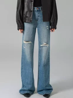 Jeans Women's Bottoms For Woman Casual Raised Waist Jeans