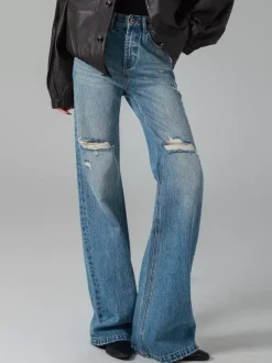 Jeans Women's Bottoms For Woman Casual Raised Waist Jeans