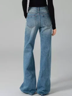 Jeans Women's Bottoms For Woman Casual Raised Waist Jeans