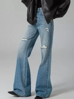 Jeans Women's Bottoms For Woman Casual Raised Waist Jeans