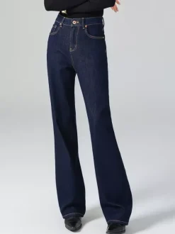 Jeans Women's Bottoms For Woman Wide Cool Cotton Elegant Jeans