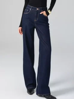 Jeans Women's Bottoms For Woman Wide Cool Cotton Elegant Jeans