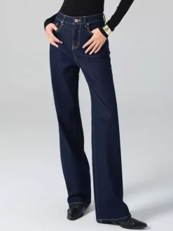 Jeans Women's Bottoms For Woman Wide Cool Cotton Elegant Jeans