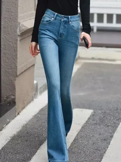 Jeans Women's Bottoms For Women Elegant Raised Waist Daily Casual Jeans