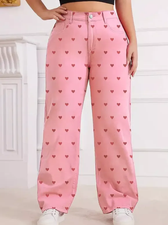 Jeans Women's Bottoms Printed Cool Wide Casual Jeans