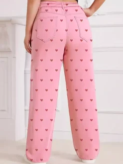 Jeans Women's Bottoms Printed Cool Wide Casual Jeans