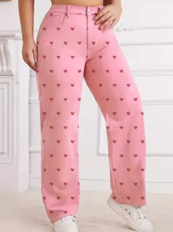 Jeans Women's Bottoms Printed Cool Wide Casual Jeans