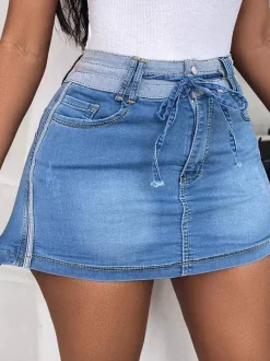 Jeans Women's Bottoms Skinny Modern Denim Casual Sash Jeans