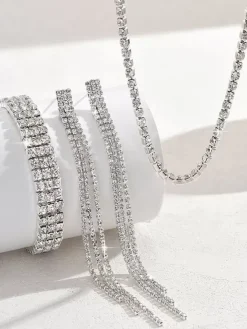 Jewelry Set For Wedding Gorgeous Cubic Zirconia Pierced Metal