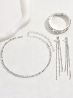 Jewelry Set For Wedding Gorgeous Cubic Zirconia Pierced Metal