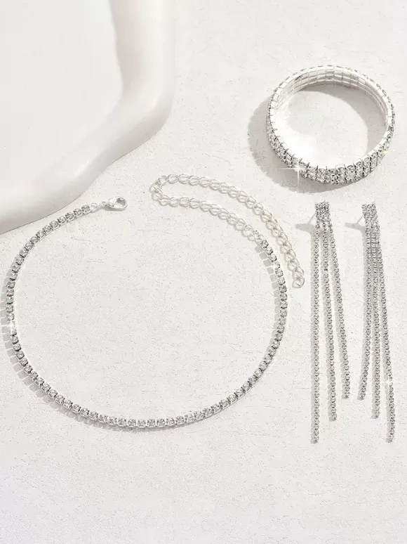 Jewelry Set For Wedding Gorgeous Cubic Zirconia Pierced Metal