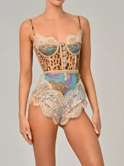 Jumpsuits Teal Straps Neck Sleeveless Lace Up Clothes Skinny Summer Playsuit
