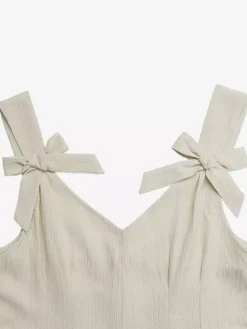 Jumpsuit Vacation Romper V Neck Shoulder Bow Straps Pleated Short High Waist Pleated Pocket Jumpsuit
