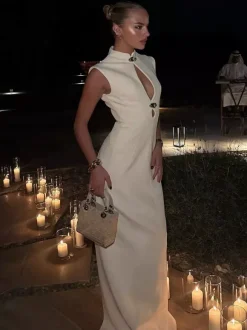 Keyhole Cutout Sleeveless Bodycon Maxi Dress For Women 2026