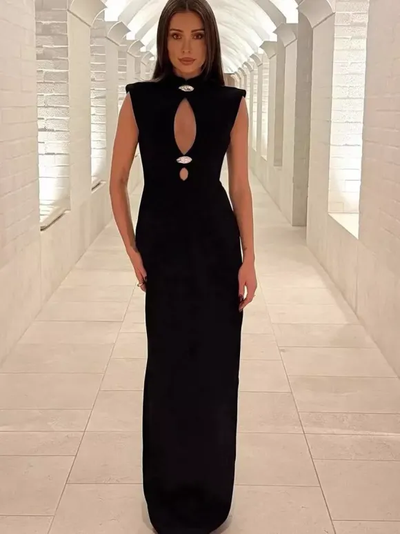 Keyhole Cutout Sleeveless Bodycon Maxi Dress For Women 2026