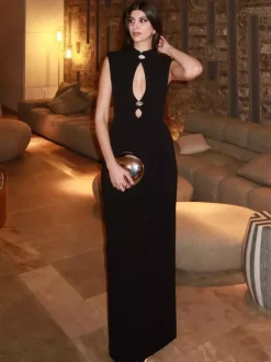 Keyhole Cutout Sleeveless Bodycon Maxi Dress For Women 2026