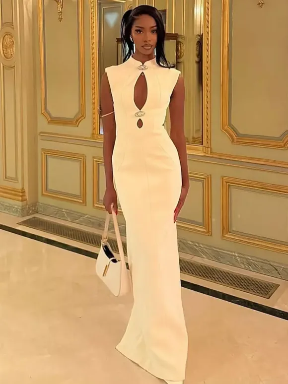Keyhole Cutout Sleeveless Bodycon Maxi Dress For Women 2026
