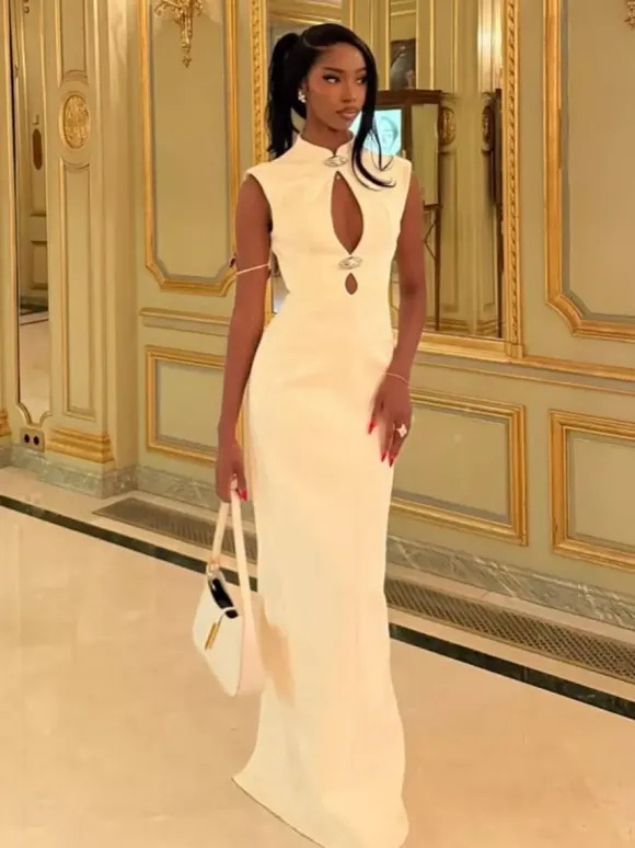 Keyhole Cutout Sleeveless Bodycon Maxi Dress For Women 2026