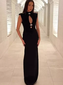 Keyhole Cutout Sleeveless Bodycon Maxi Dress For Women 2026