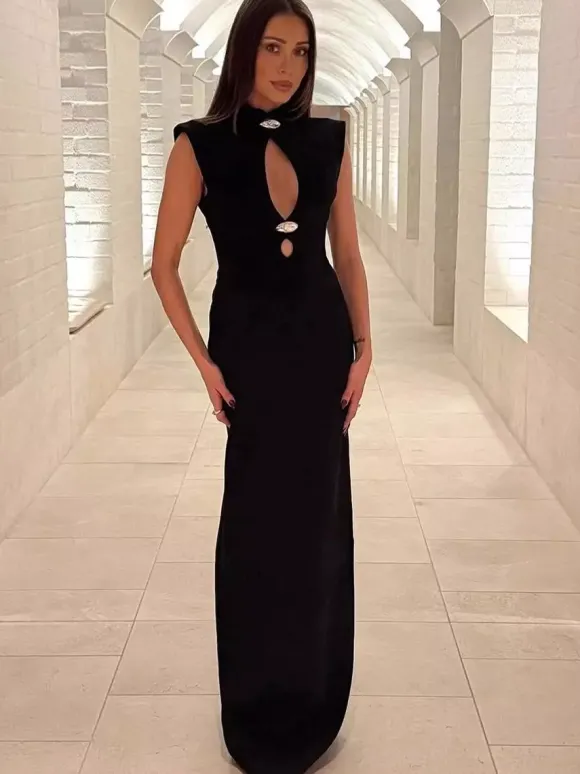 Keyhole Cutout Sleeveless Bodycon Maxi Dress For Women 2026