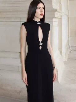 Keyhole Cutout Sleeveless Bodycon Maxi Dress For Women 2026