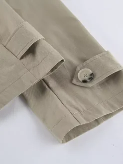 Khaki Belted Waist Women's Short Trench Coat - Chic Double Breasted Jacket - Old Money Spring Outfits 2026